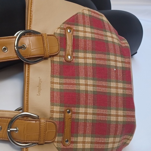 Vintage 80's Longaberger Homestead Shoulder Bag Purse Plaid Tan, 13x10x5 - Picture 2 of 7